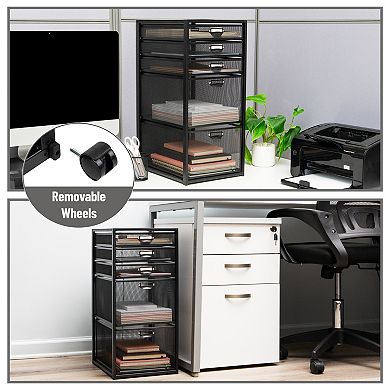 Mind Reader Rolling 5 Drawer File Cabinet