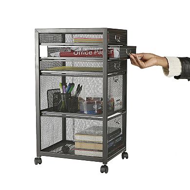 Mind Reader Rolling 5 Drawer File Cabinet