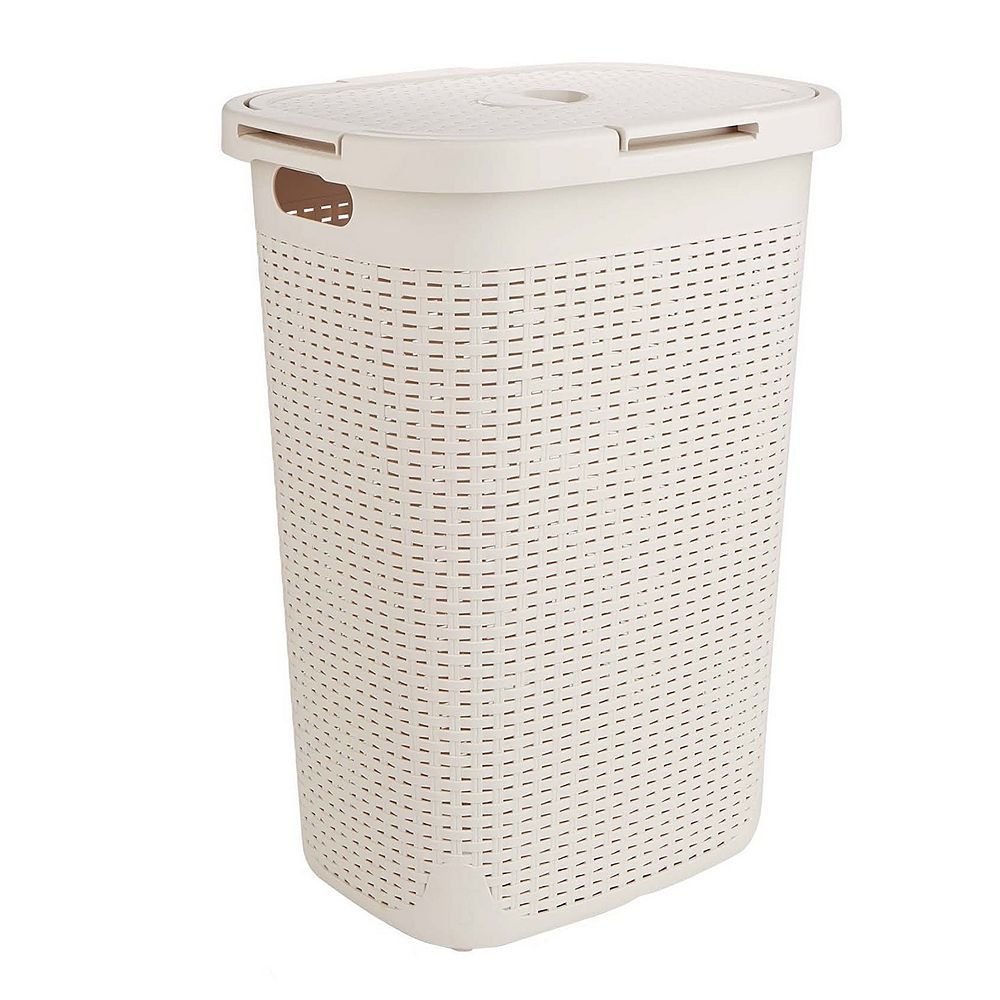 Mind Reader 60 Liter Laundry Basket, Ivory
