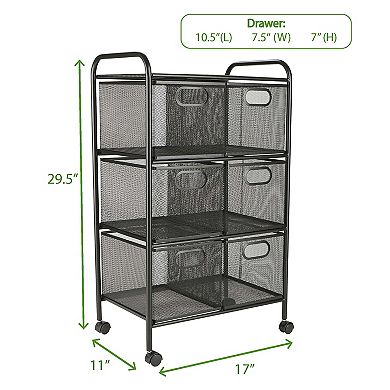 Mind Reader Metal Rolling File Cart With Drawers