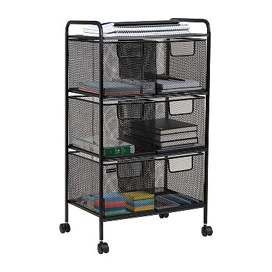 Mind Reader Metal Rolling File Cart With Drawers