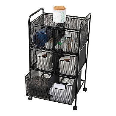 Mind Reader Metal Rolling File Cart With Drawers