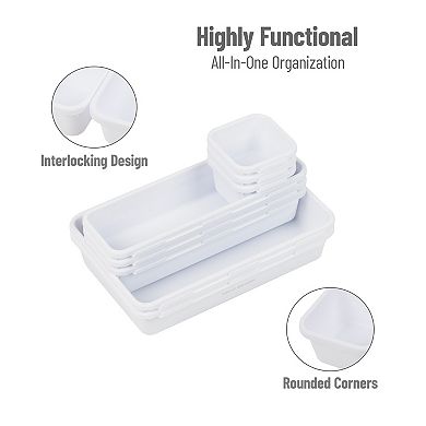 Mind Reader 8-piece Interlocking Multi Purpose Storage Compartment Organizer