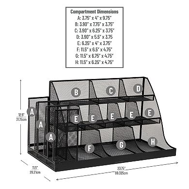 Mind Reader 14 Compartment 3 Tier Large Breakroom Condiment Organizer