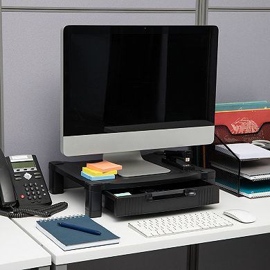 Mind Reader Monitor Stand Riser With Drawer Storage