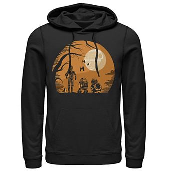 Men's Star Wars Droids Halloween Orange Hue Death Star Portrait Graphic Hoodie