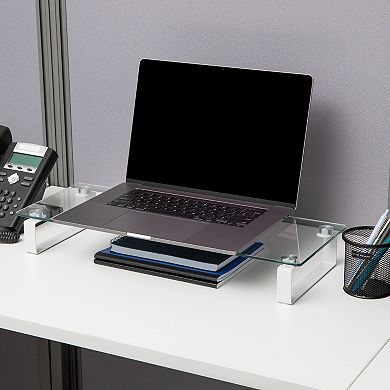 Mind Reader Glass Monitor Stand