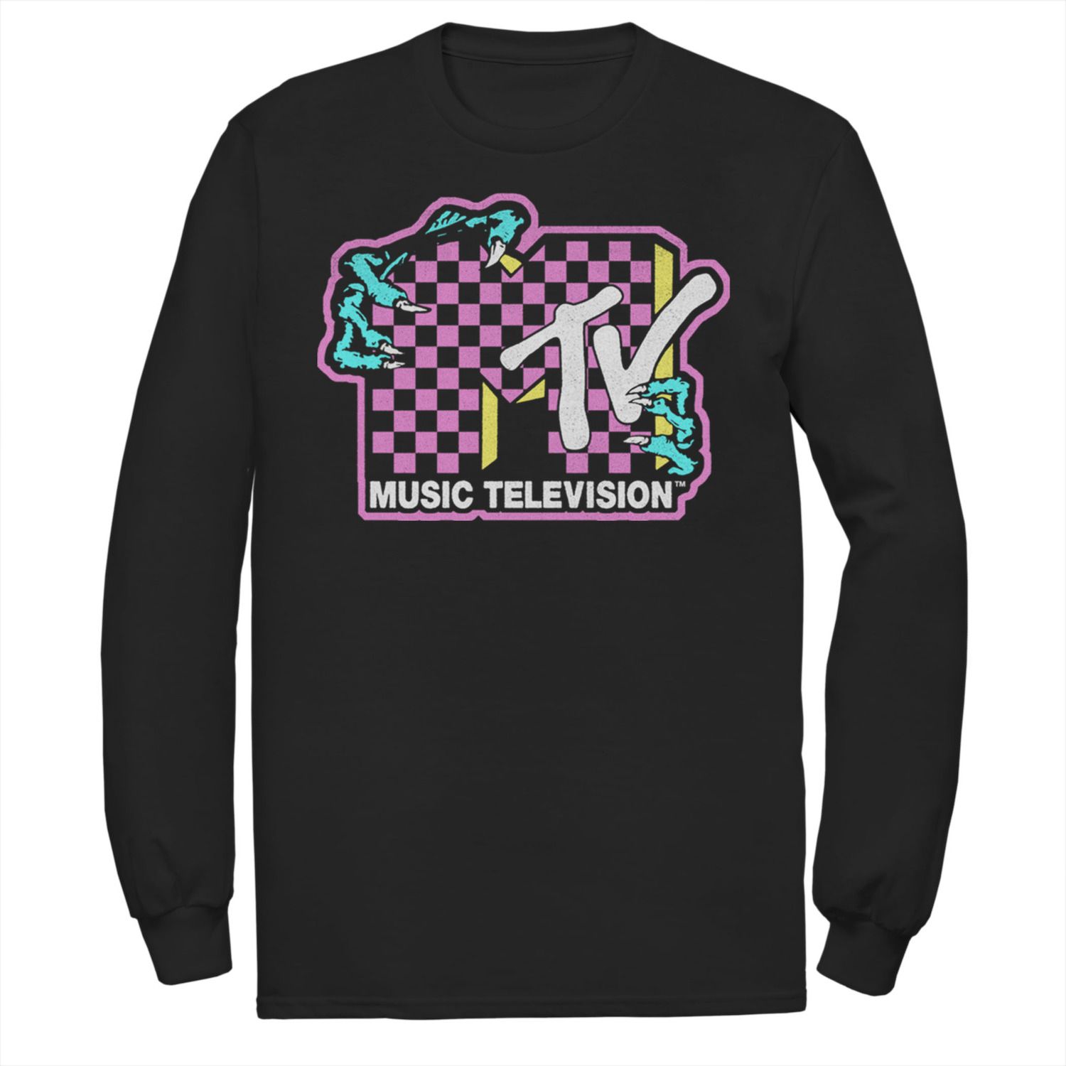 Image for Licensed Character Men's MTV Checkered Zombie Hands Long-Sleeved Graphic Tee at Kohl's.