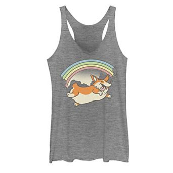 Juniors' Corgi Dog Rainbow Jump Graphic Tank Top