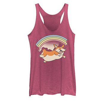 Juniors' Corgi Dog Rainbow Jump Graphic Tank Top