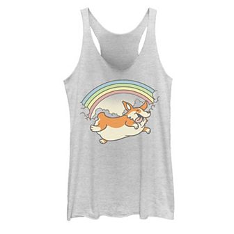 Juniors' Corgi Dog Rainbow Jump Graphic Tank Top