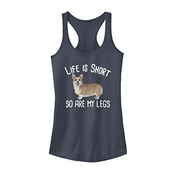 Juniors' "Life Is Short So Are My Legs" Corgi Dog Graphic Tank