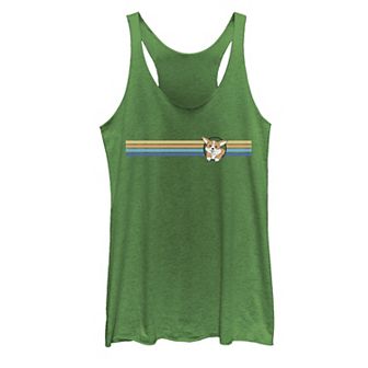 Juniors' Corgi Stripe Dog Graphic Tank Top