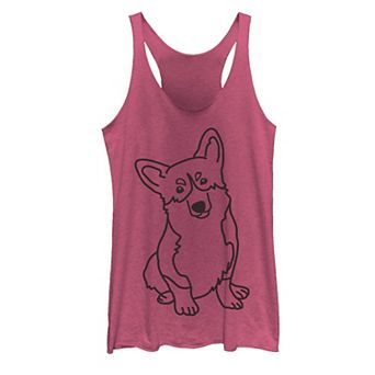 Juniors' Corgi Dog Line Art Graphic Tank Top