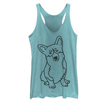 Juniors' Corgi Dog Line Art Graphic Tank Top