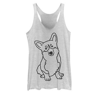 Juniors' Corgi Dog Line Art Graphic Tank Top
