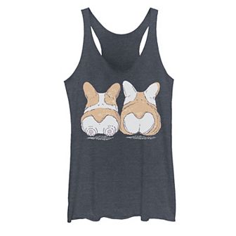 Juniors' Corgi Behinds Dog Graphic Tank Top
