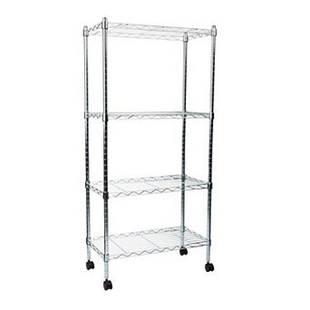 Mind Reader Adjustable 4 tier Metal Storage Rack with Wheels