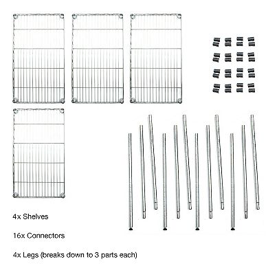 Mind Reader Adjustable 4-Tier Metal Storage Rack with Wheels