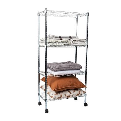Mind Reader Adjustable 4-Tier Metal Storage Rack with Wheels
