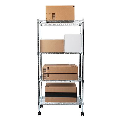 Mind Reader Adjustable 4-Tier Metal Storage Rack with Wheels