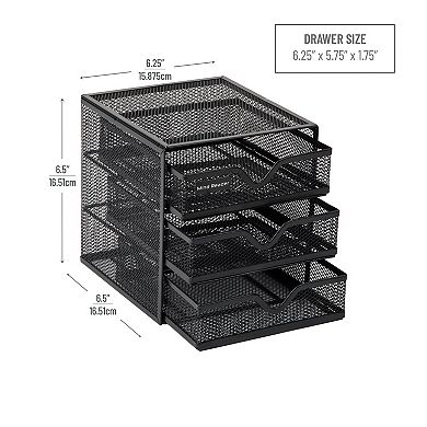 Mind Reader Mesh Mini 3 Tier Drawer Organizer