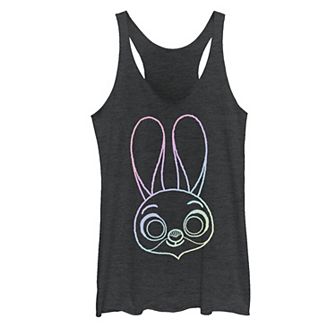 Disney's Zootopia Judy Rainbow Outline Face Juniors' Tank Top