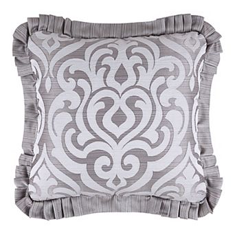 Five Queens Court Lafayette Silver 20" Square Decorative Throw Pillow