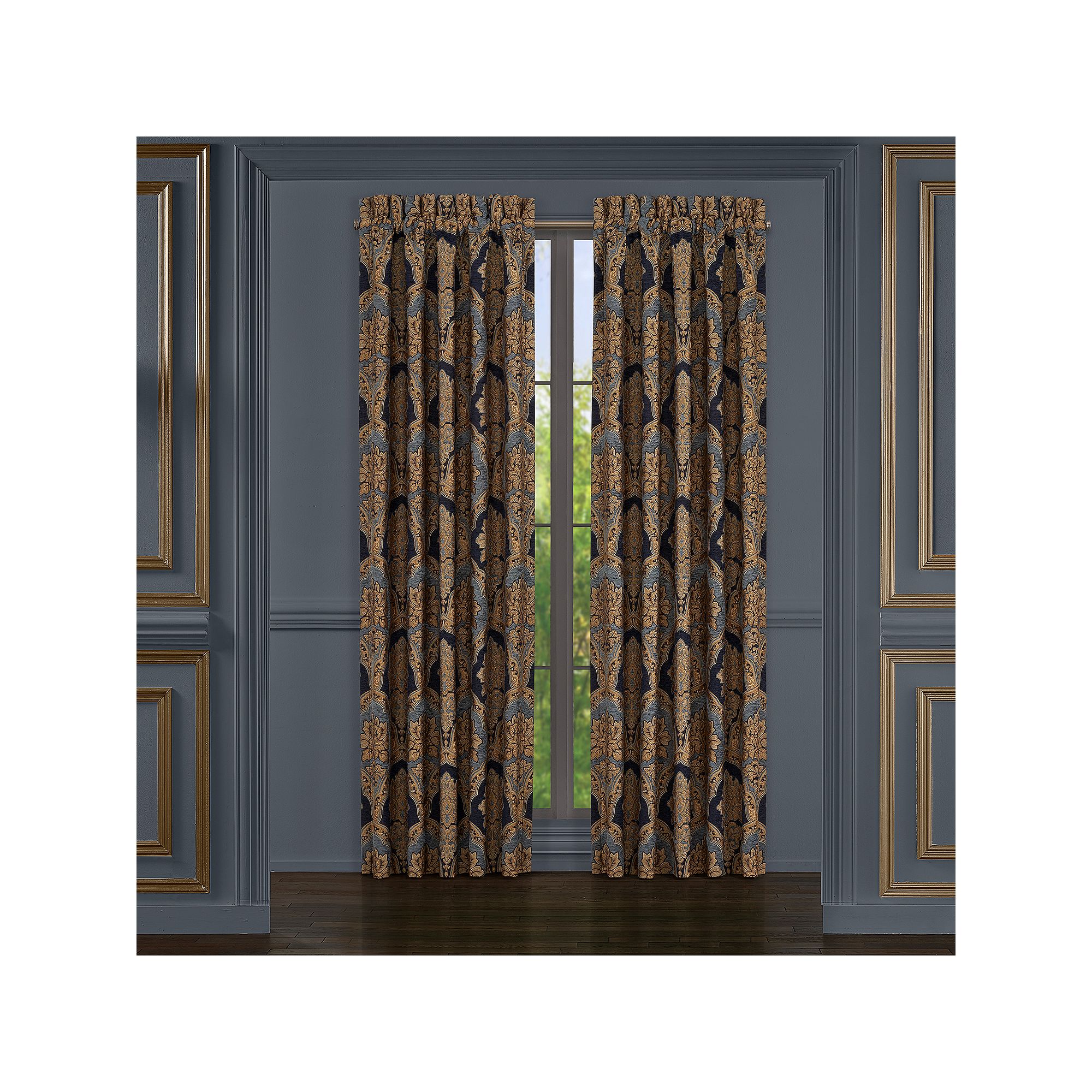 Five Queens Court Bristol Indigo 2-pack Window Curtain Set, Blue