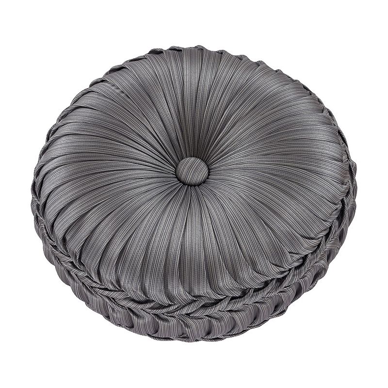 37 West Houston Charcoal Tufted Round Decorative Throw Pillow, Grey, Fits A