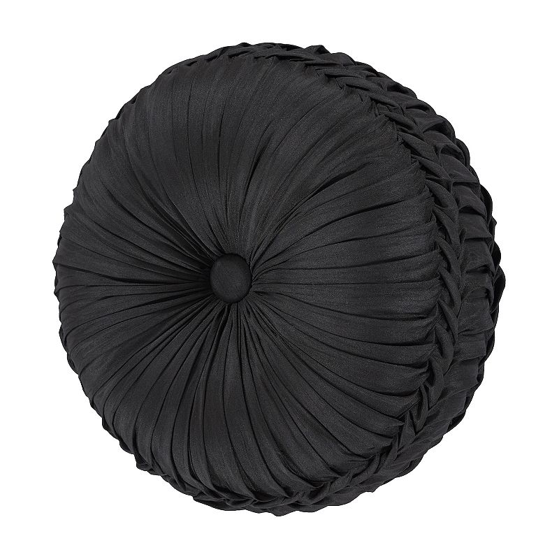 37 West Silverstone Black Tufted Round Decorative Throw Pillow, Fits All