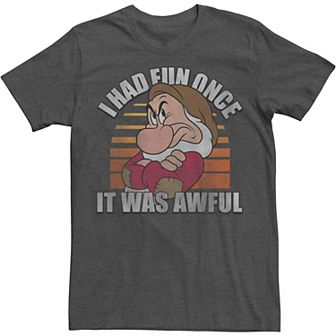 Disney's Snow White Grumpy Big & Tall I Had Fun Once It Was Awful Tee