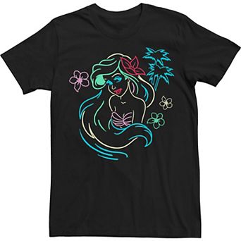 Big & Tall Disney The Little Mermaid Ariel Neon Lights Portrait Tee