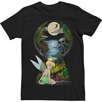 Big & Tall Disney Peter Pan Tinker Bell Keyhole Never Land Fill Tee