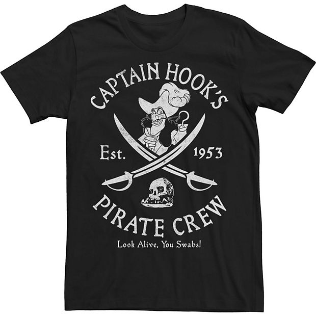 Men's Peter Pan Captain Hook's Pirate Crew T-Shirt - Black - 4X Large