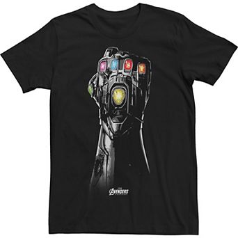 Big & Tall Marvel Avengers Endgame Infinity Stone Gauntlet Grey Scale Tee