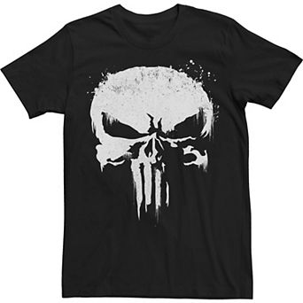 Big & Tall Marvel Punisher White Paint Splatter Skull Tee