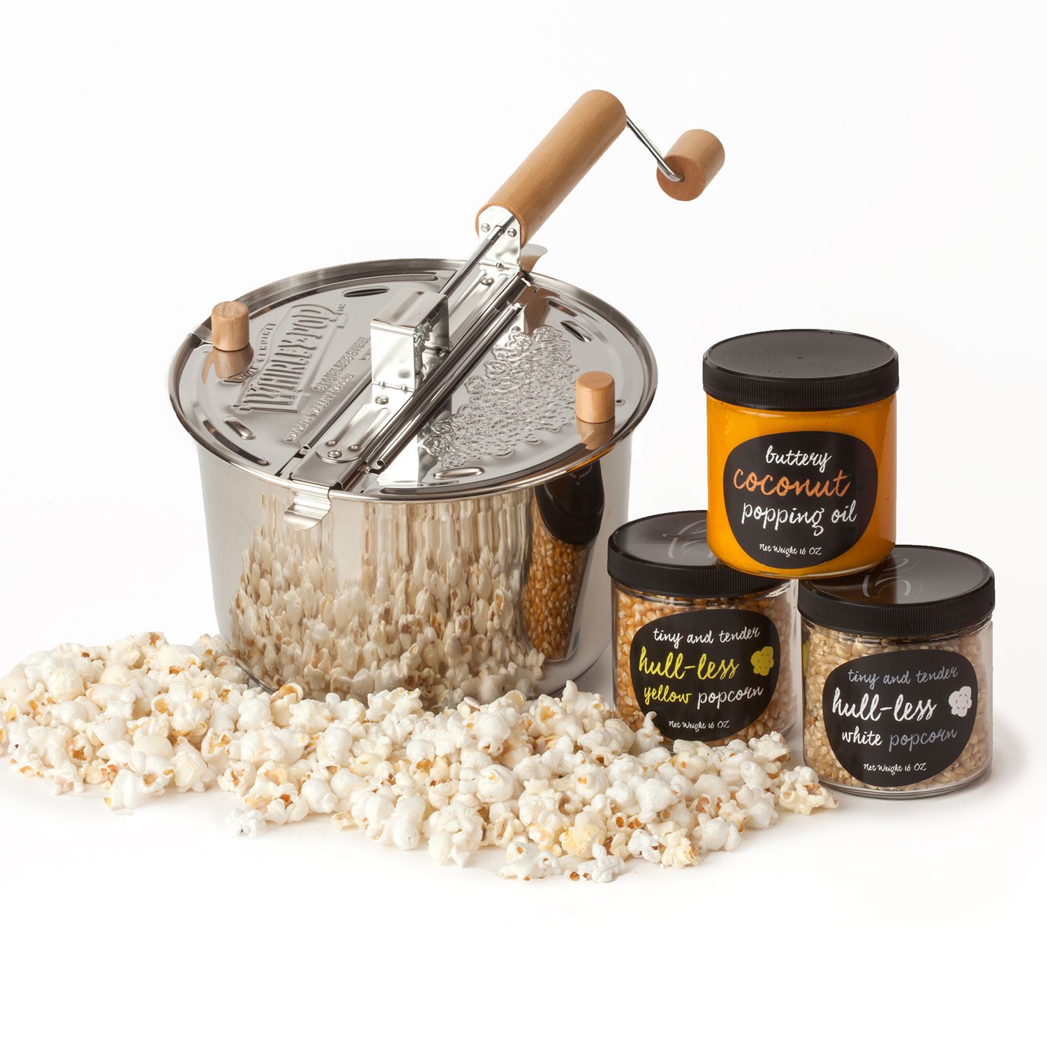 Wabash Valley Farms Silver Metal Gear Whirley Pop Stovetop Popcorn Popper  Caramel Creation Kit