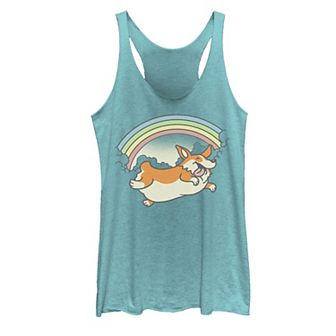 Juniors' Corgi Dog Rainbow Jump Graphic Tank Top