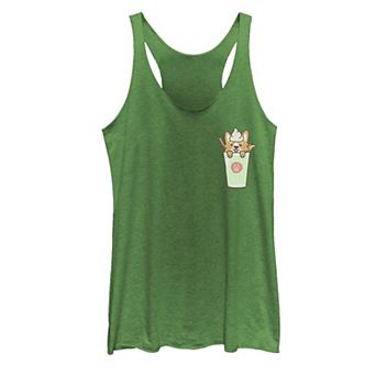 Juniors' Kawaii Blended Corgi Pocket Graphic Tank Top