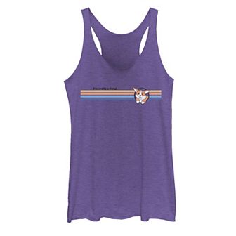 Juniors' Corgi Stripes Graphic Tank Top