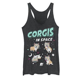 Juniors' Corgis In Space Dog Group Shot Graphic Tank Top