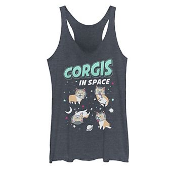Juniors' Corgis In Space Dog Group Shot Graphic Tank Top