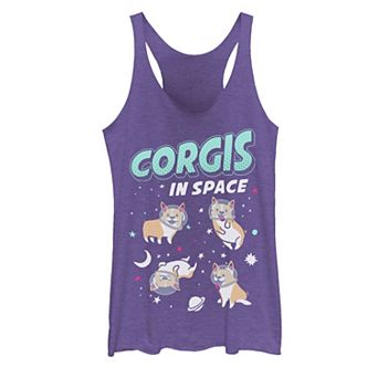 Juniors' Corgis In Space Dog Group Shot Graphic Tank Top