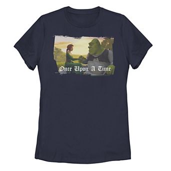 Juniors' Shrek Fiona & Shrek Once Upon A Time Text Poster Tee