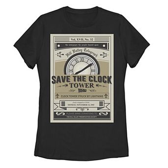 Juniors' Back To The Future Clock Tower Poster Graphic Tee