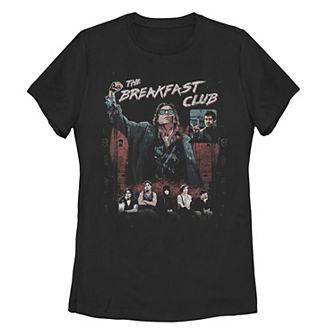 Juniors' Breakfast Club Group Shot Painted Distressed Graphic Tee