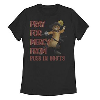 Juniors' Shrek 2 Pray For Mercy From Puss In Boots Tee