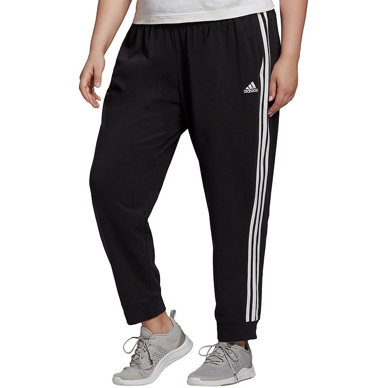 Plus Size adidas Essential 3-Stripe Relaxed Fit Workout Pants, Womens, Siz