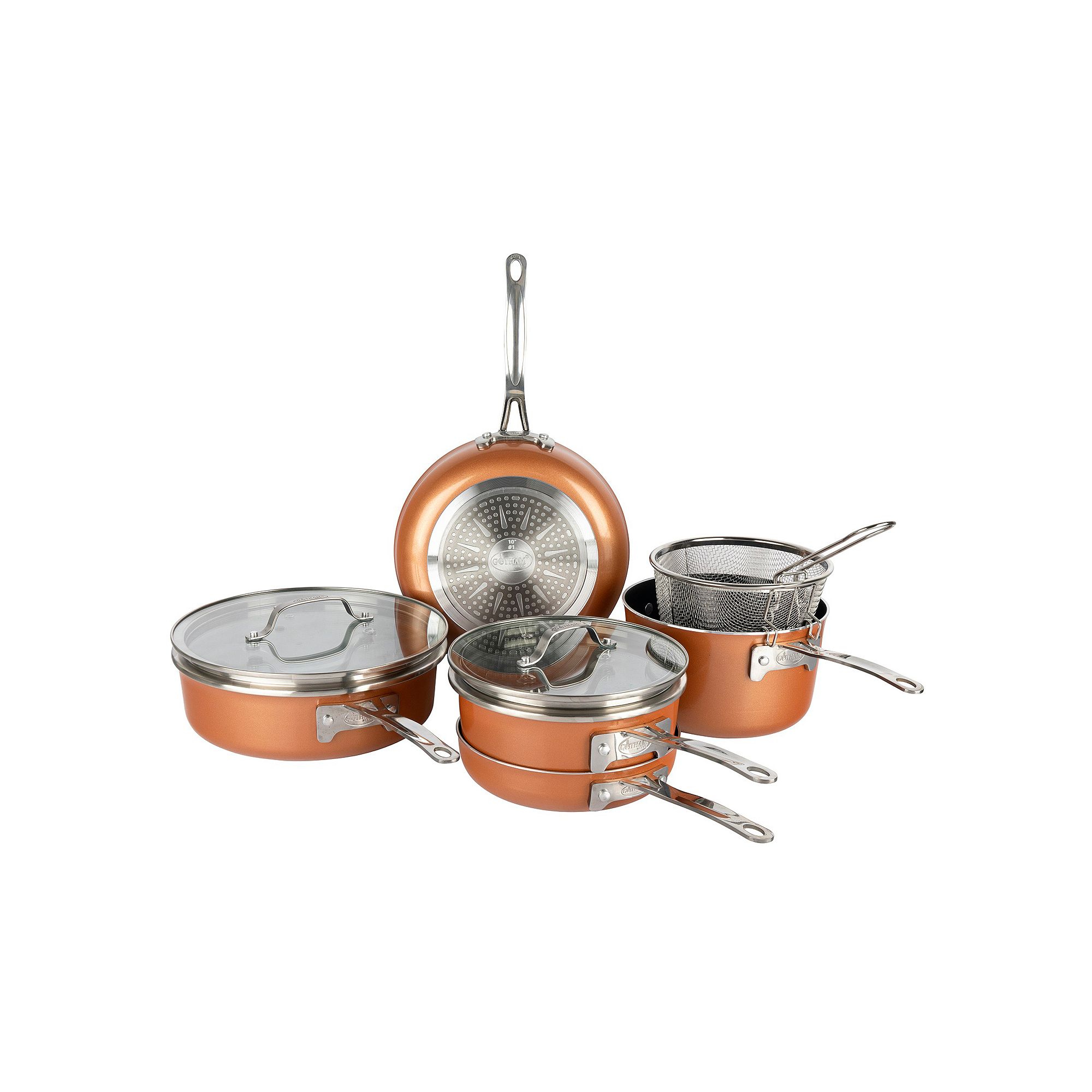 Gotham Steel StackMaster 10-pc. Aluminum Ultra-Nonstick Cookware Set, Orang